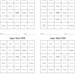 Super Bowl 2018 Bingo Cards WordMint