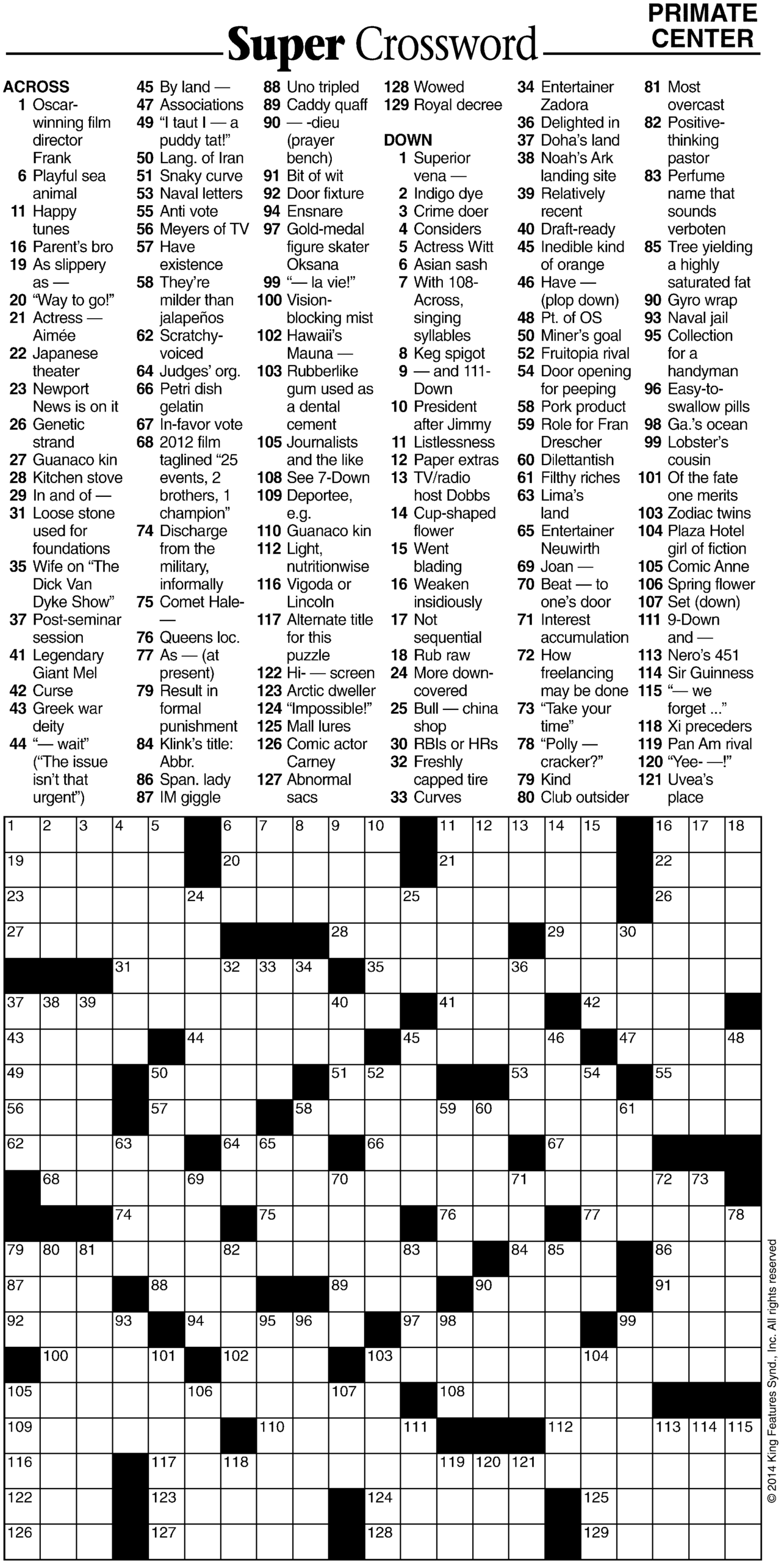 Super Crossword Puzzle Worksheets Library