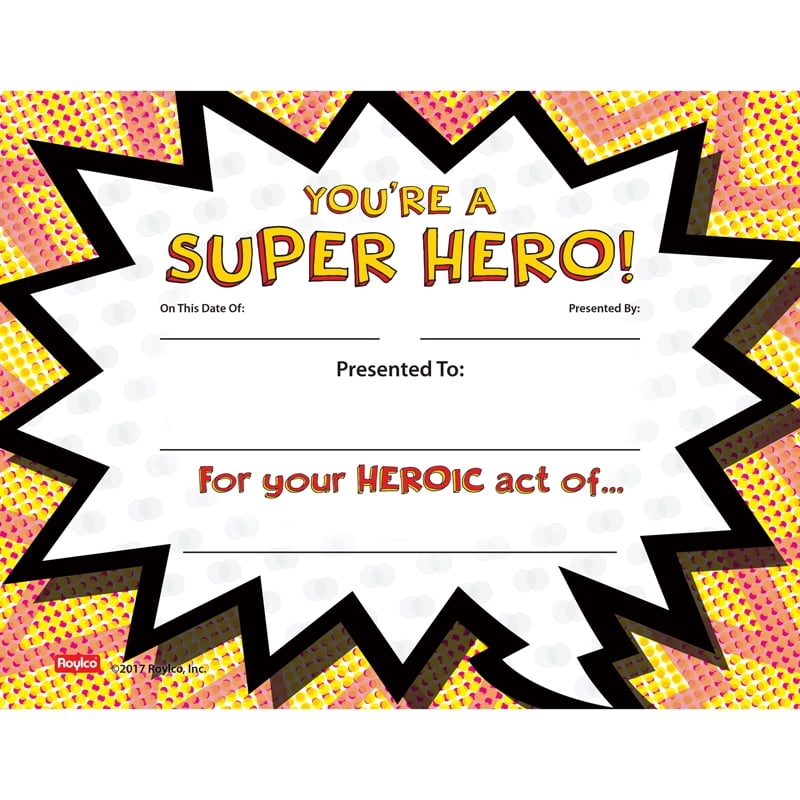 Super Hero Certificate Pack Of 24