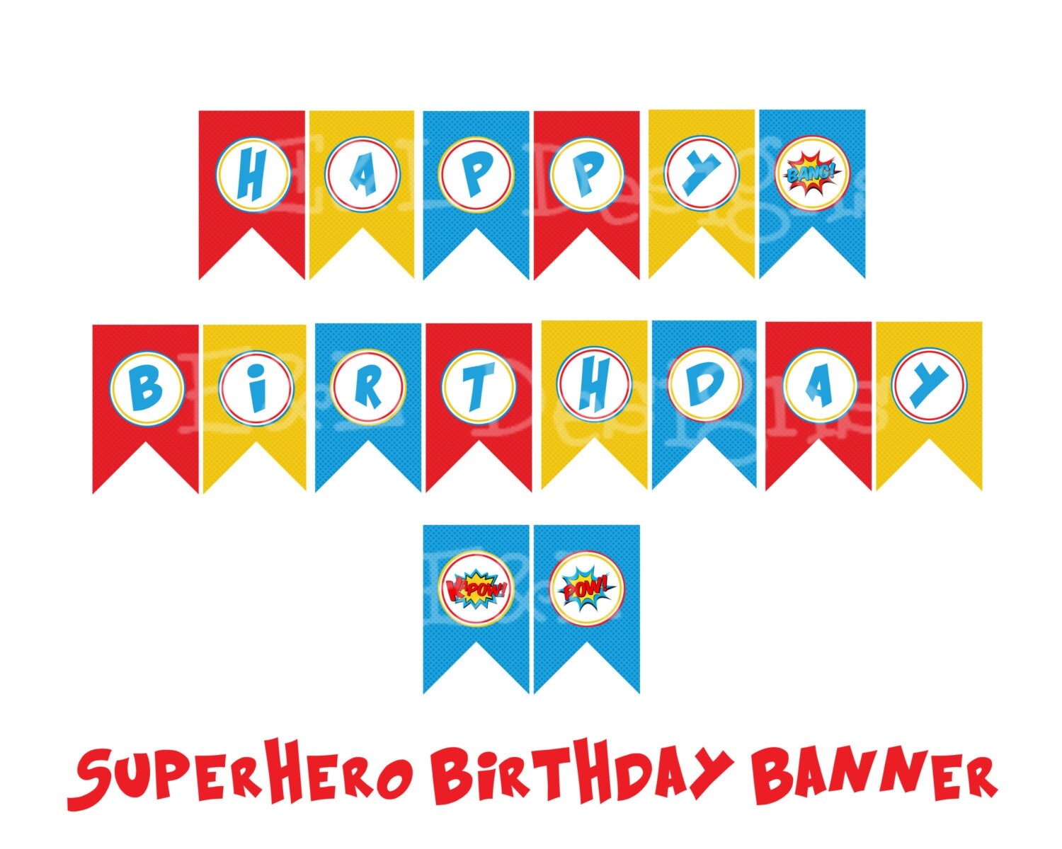 Superhero Birthday Banner Superhero Birthday Party Instant Download Printable Digital File