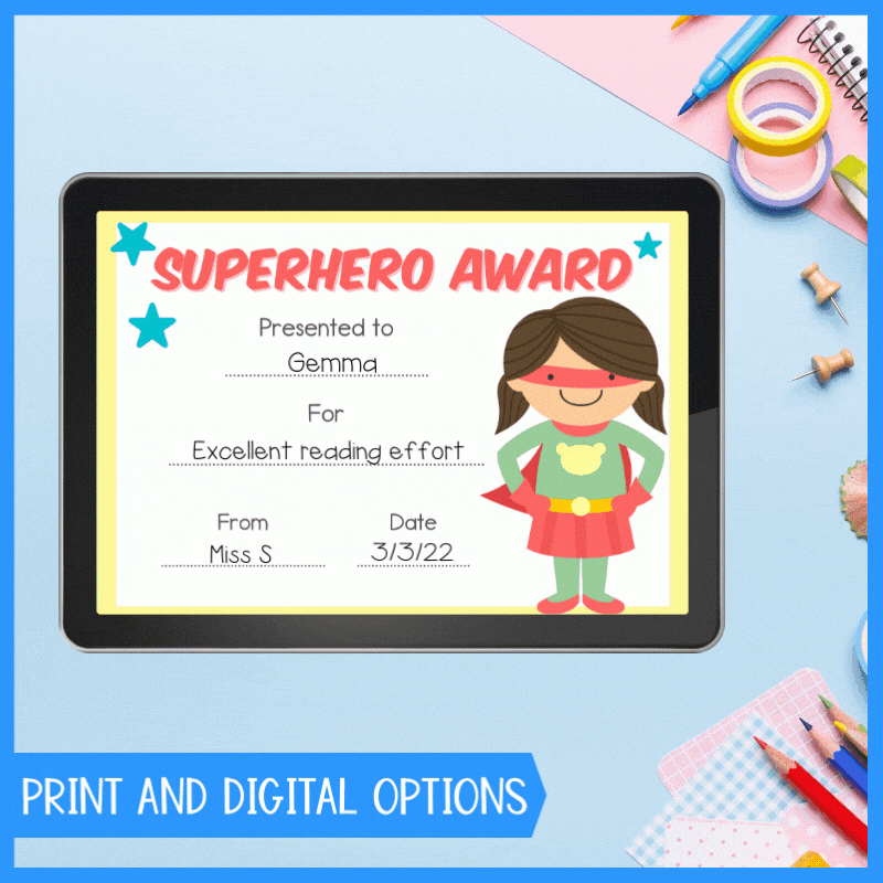 Superhero Certificates printable And Digital Version Included Teaching Resources