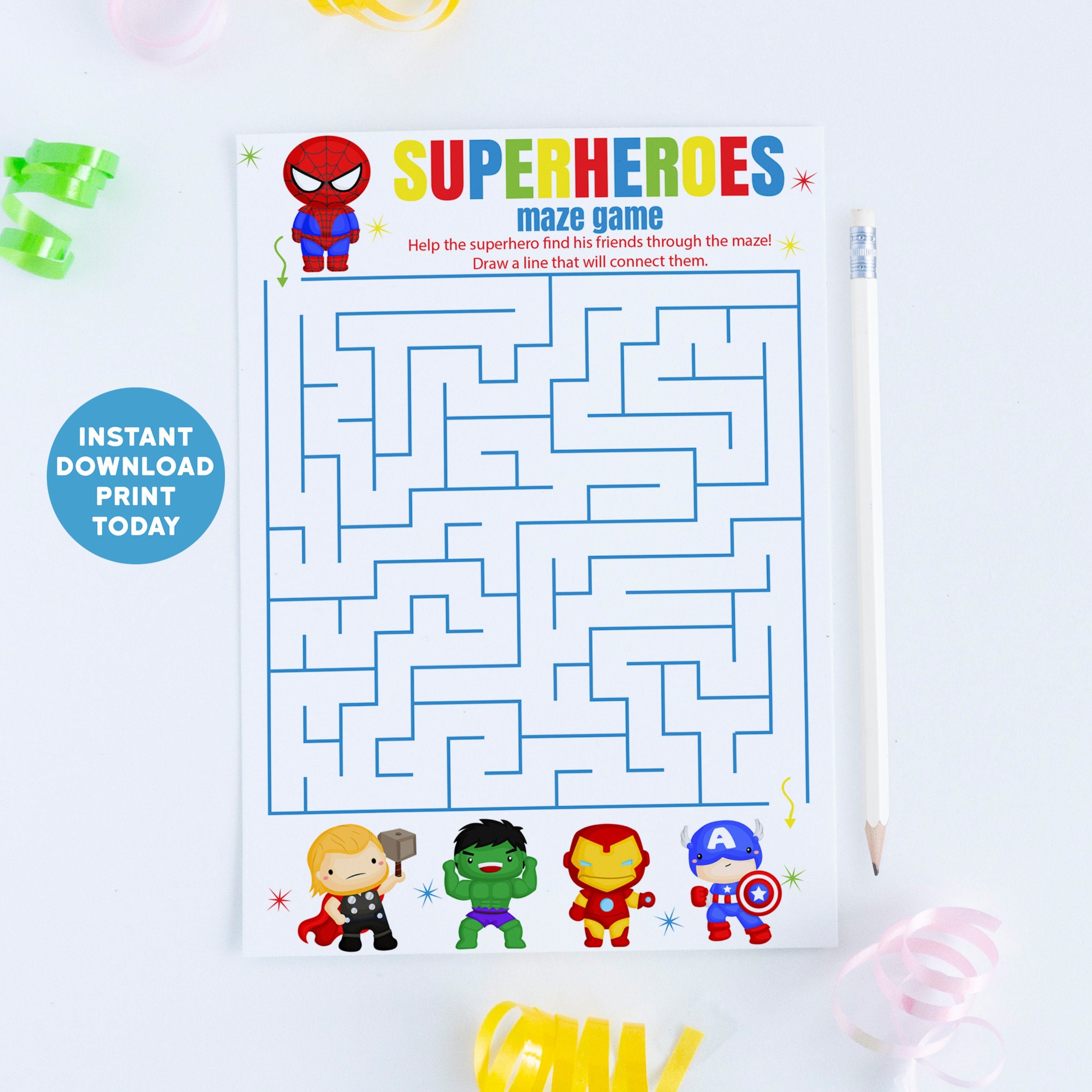 free printable superhero mazes