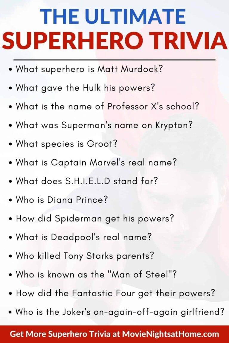 Superhero Trivia Questions And Answers Marvel U0026 DC 