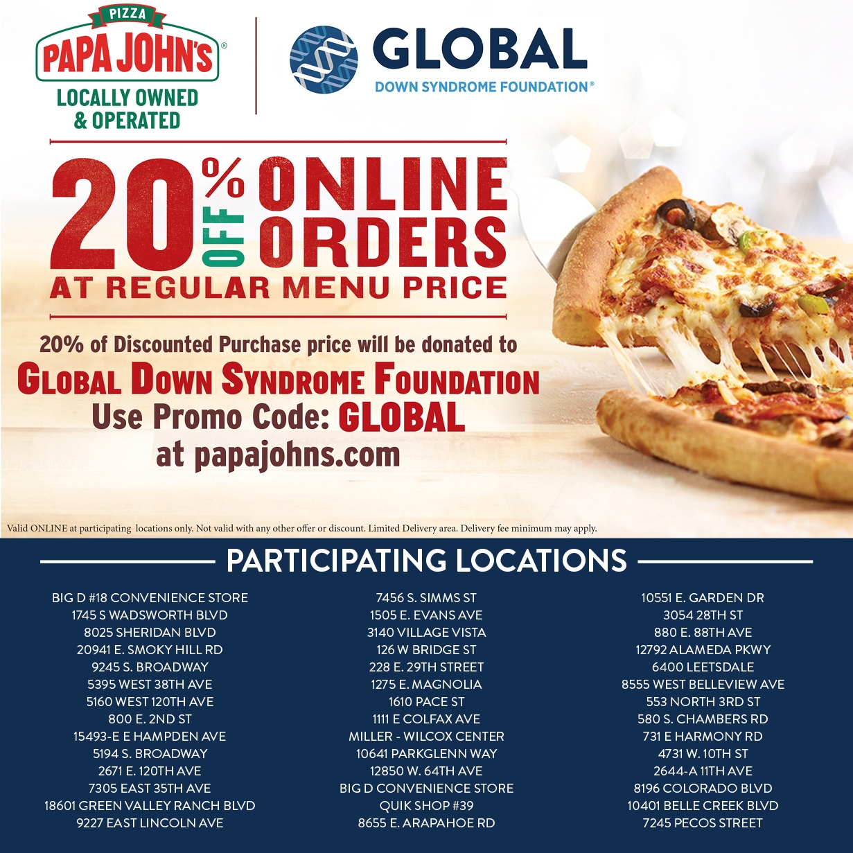 Support Global With Papa John s Pizza Global Down Syndrome Foundation