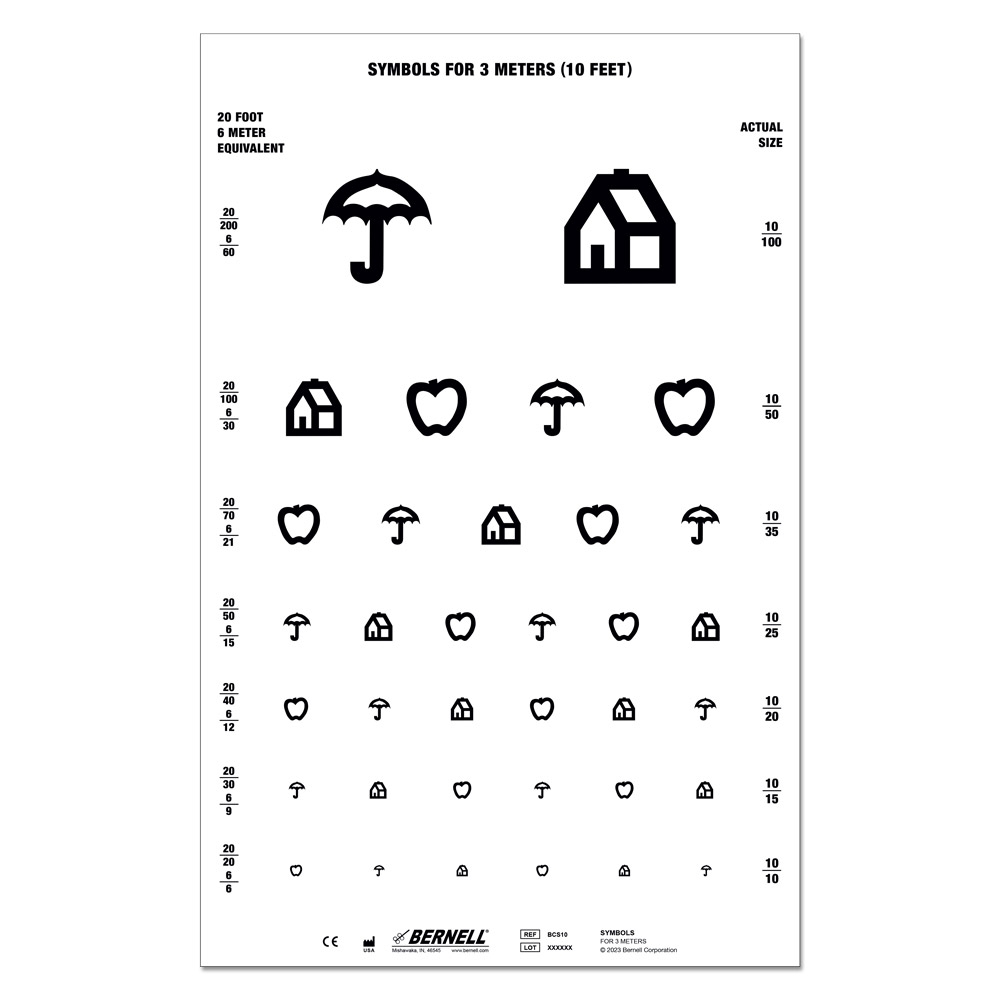 Symbol 10 Eye Chart 10 100 To 10 10 Vision Test For Optometry Exams