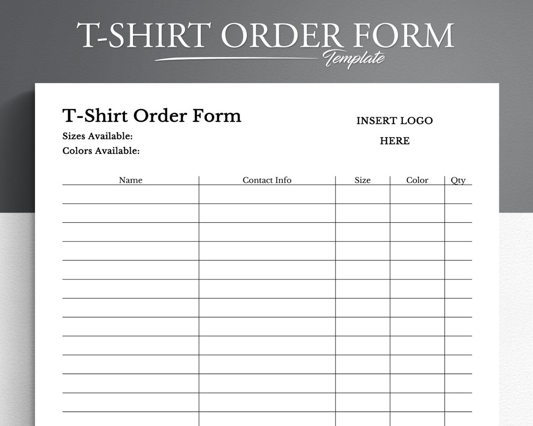 free printable t shirt order forms free printable t shirt order forms
