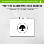 Tabbed MTG Card Divider Printable Horizontal Card Divider US