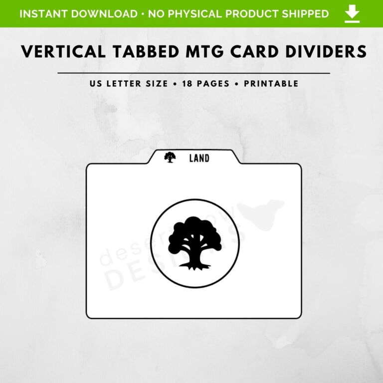 Tabbed MTG Card Divider Printable Horizontal Card Divider US 