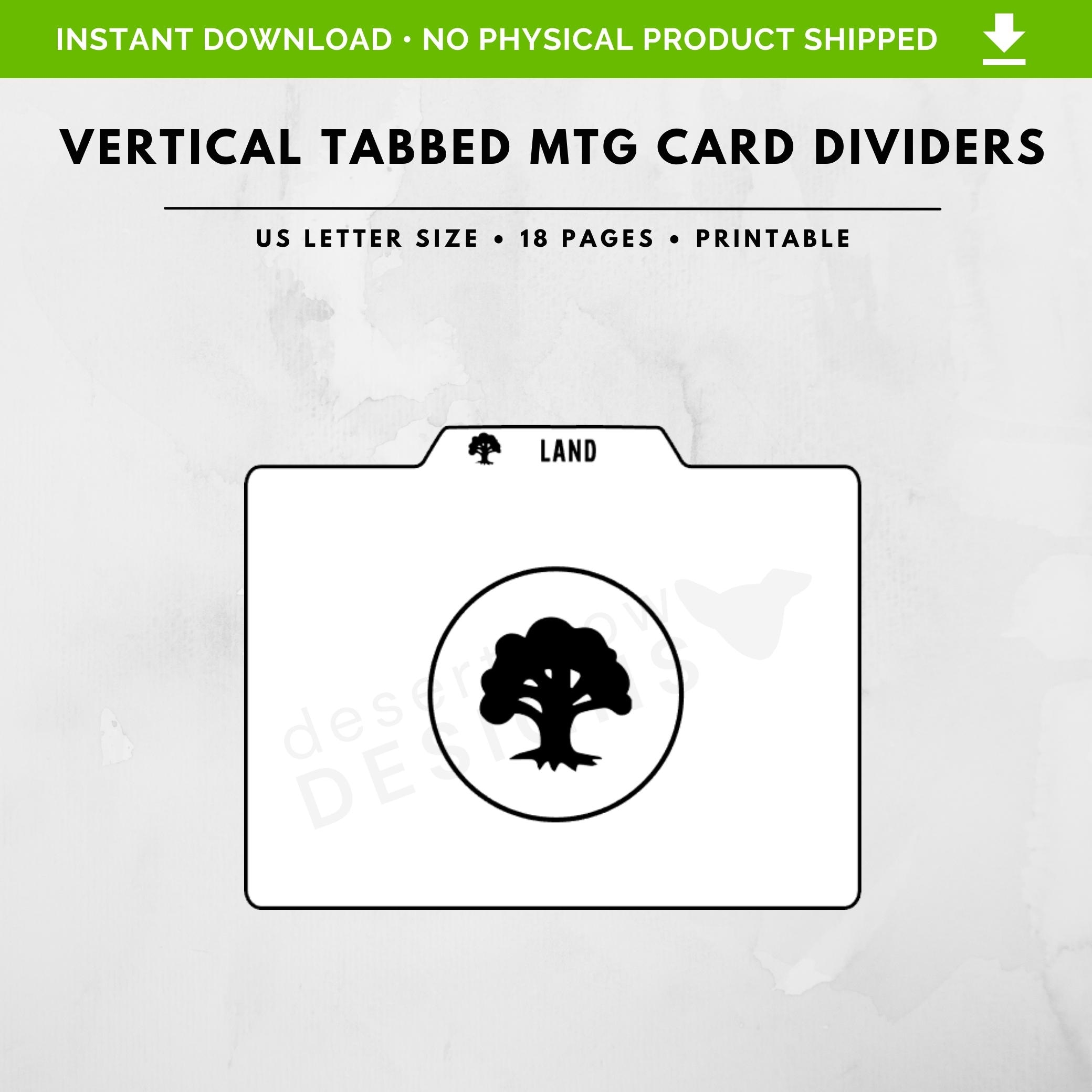 Tabbed MTG Card Divider Printable Horizontal Card Divider US  Tabbed MTG Card Divider Printable Horizontal Card Divider US