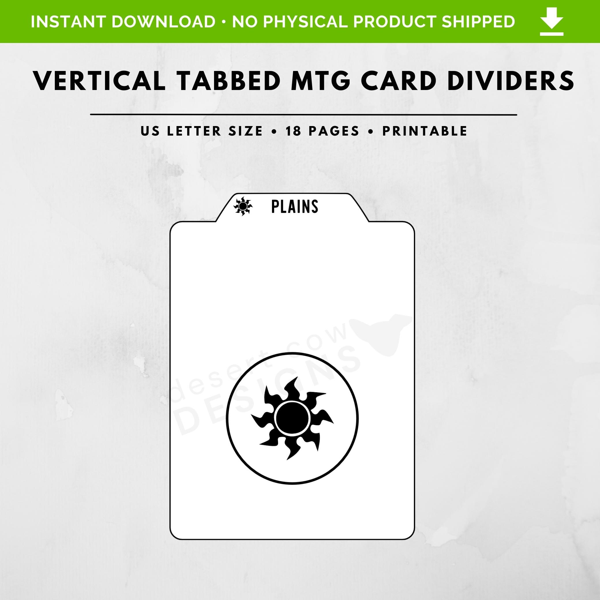 Tabbed MTG Card Divider Printable Vertical Card Divider US  Tabbed MTG Card Divider Printable Vertical Card Divider US