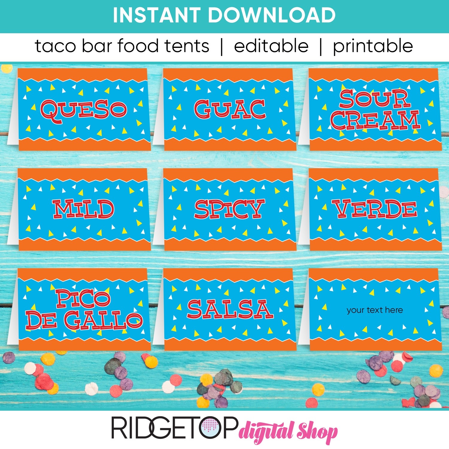 Taco Bar Food Tents Printable Editable Ridgetop Digital Shop Taco Bar Food Tents Printable Editable Ridgetop Digital Shop