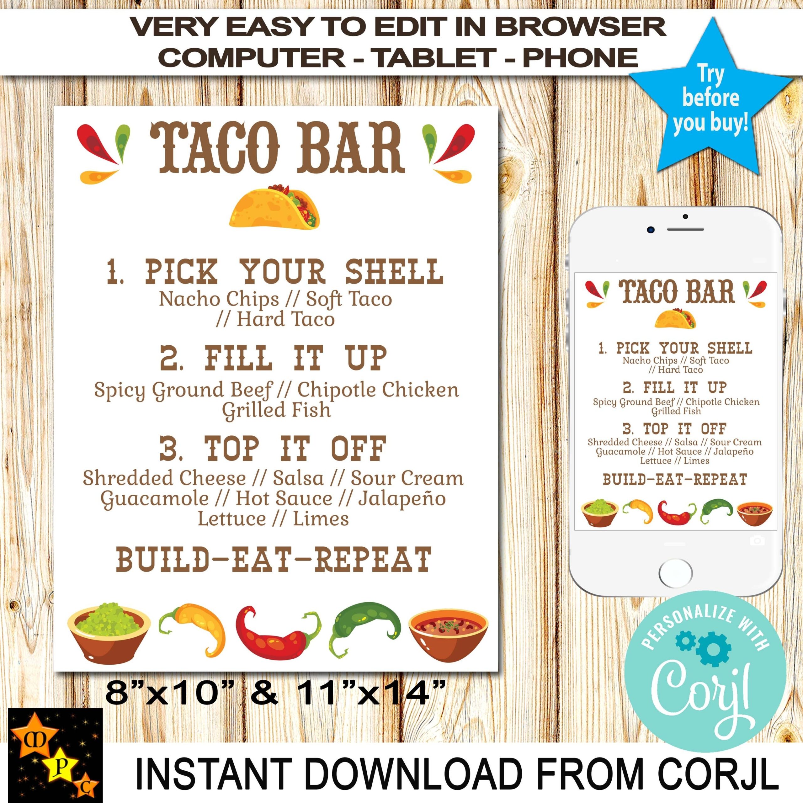 free printable taco bar sign free printable taco bar sign