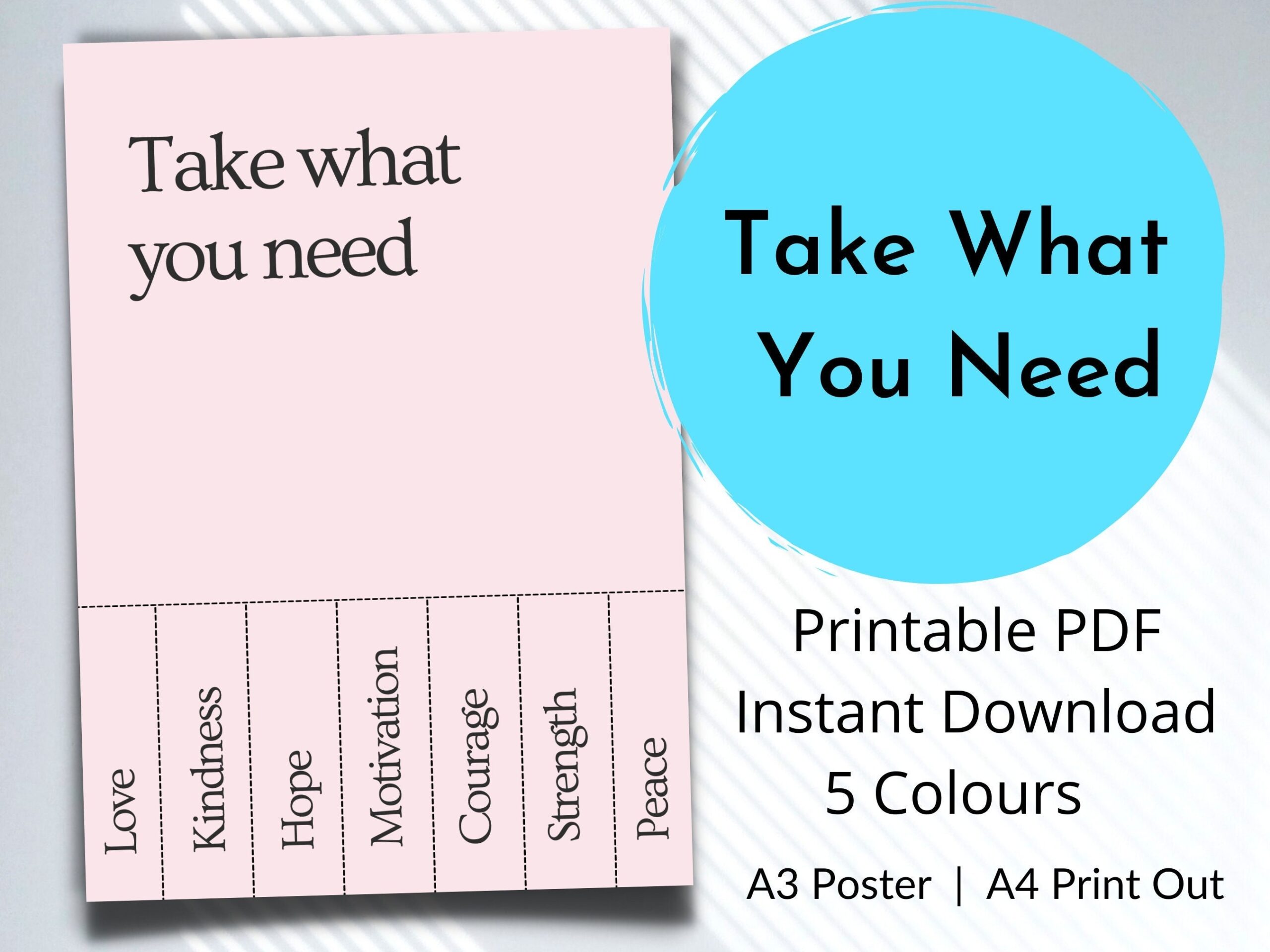 Take What You Need Printable Positivity Self care Love Therapy 