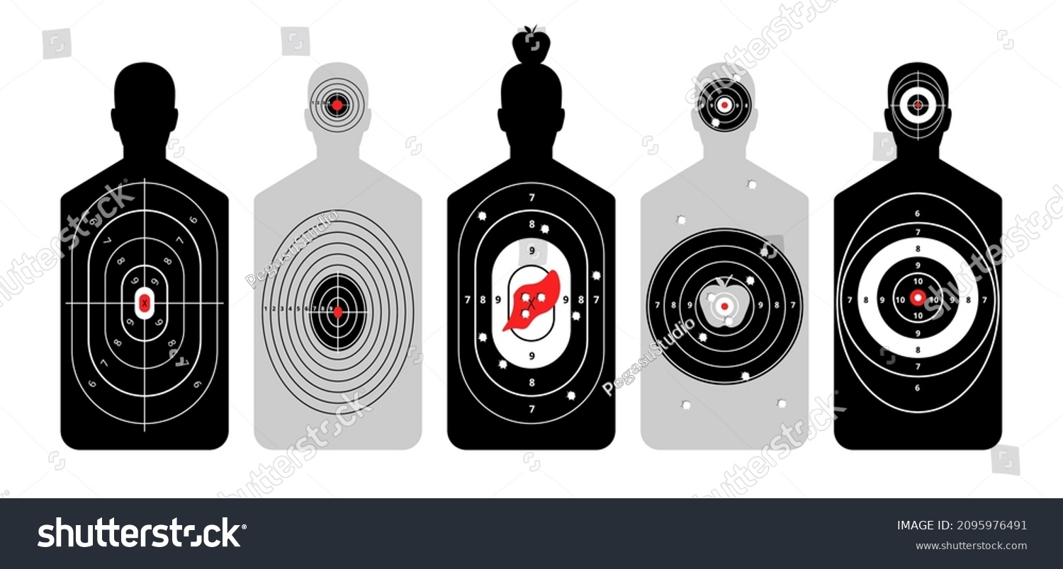 Targets Shooting Human Silhouette Training Figure Stock Vector 