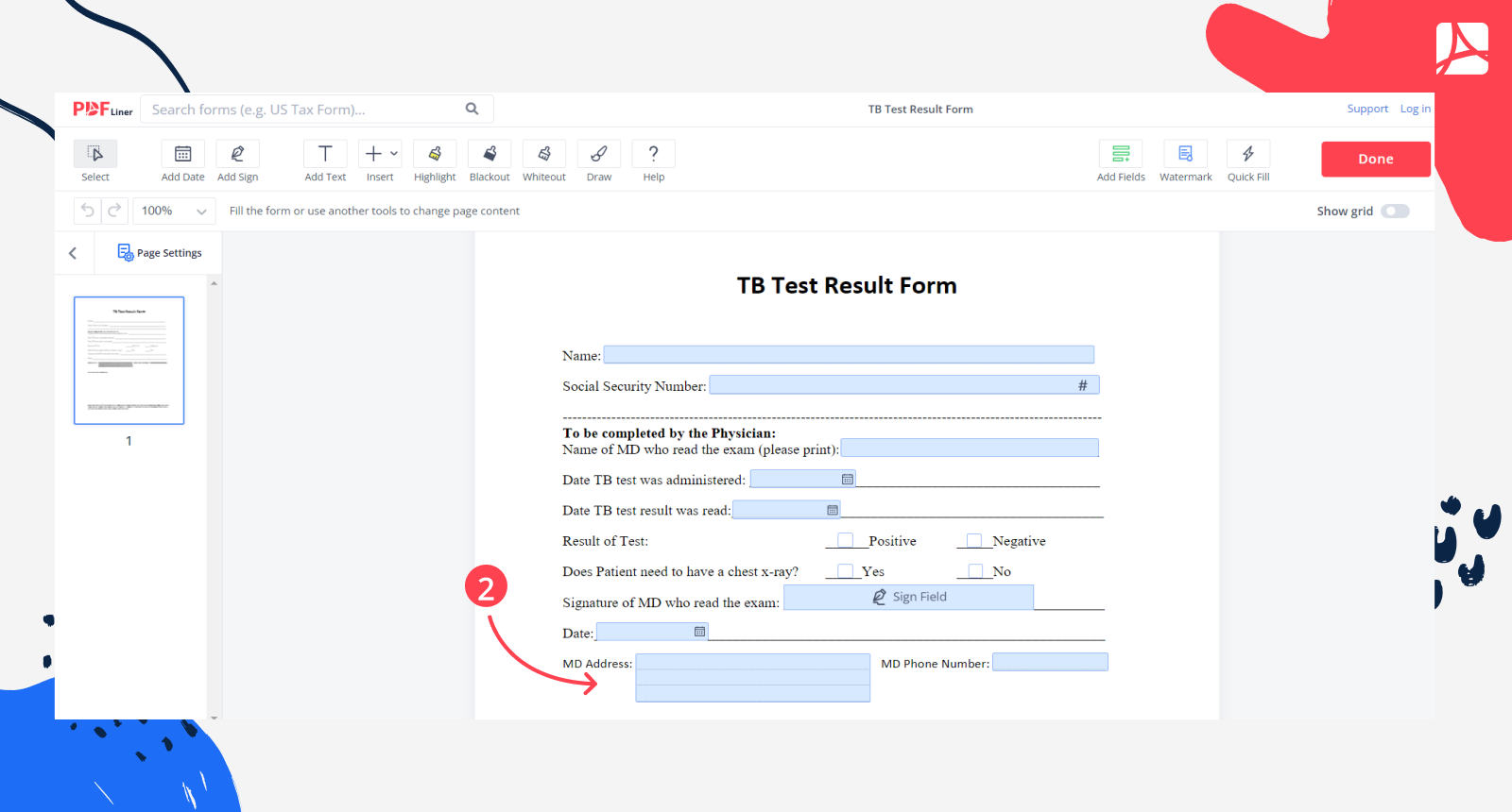 free printable tb test form