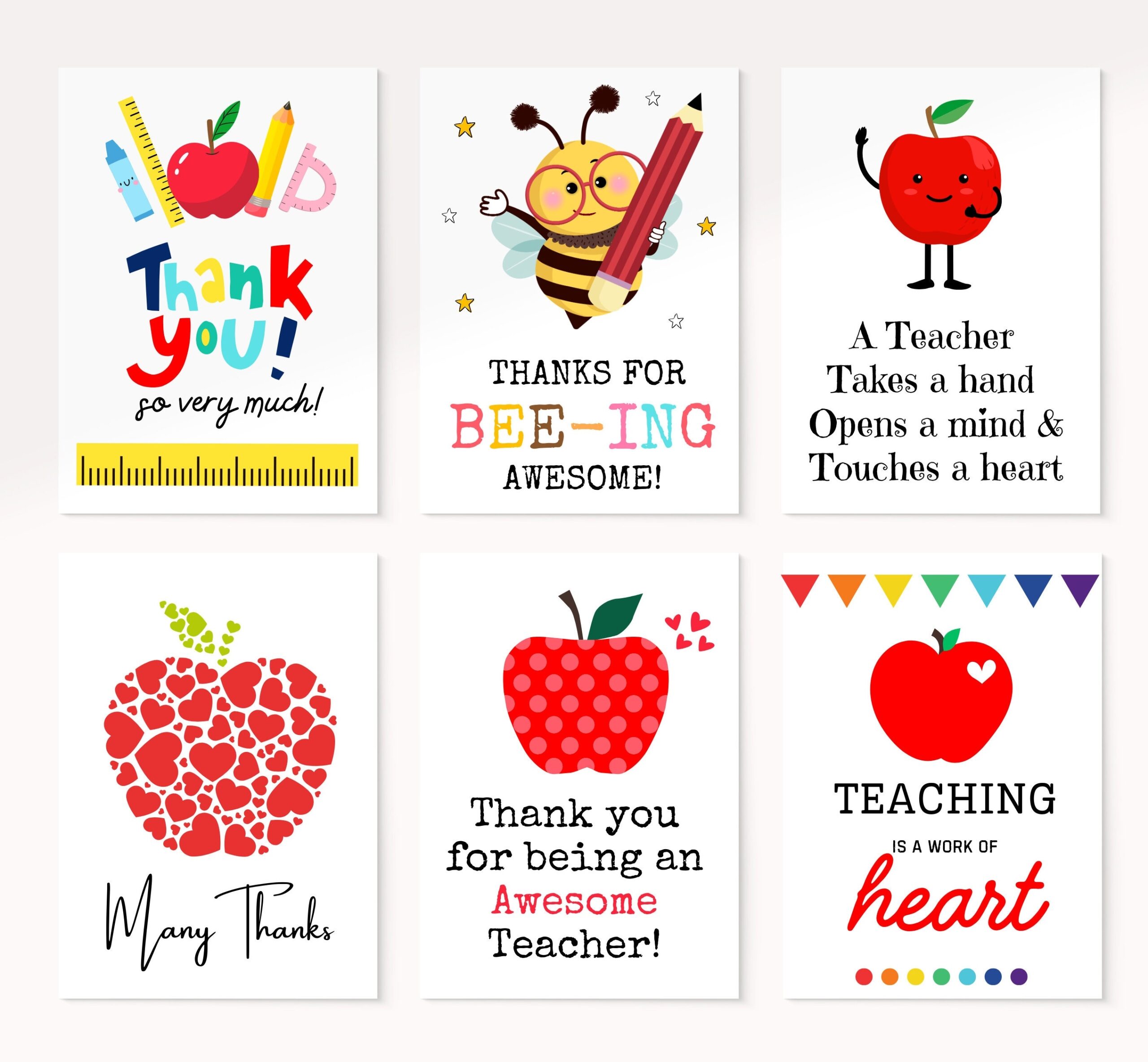Teacher Appreciation Card Printable Teacher Thank You Card End 