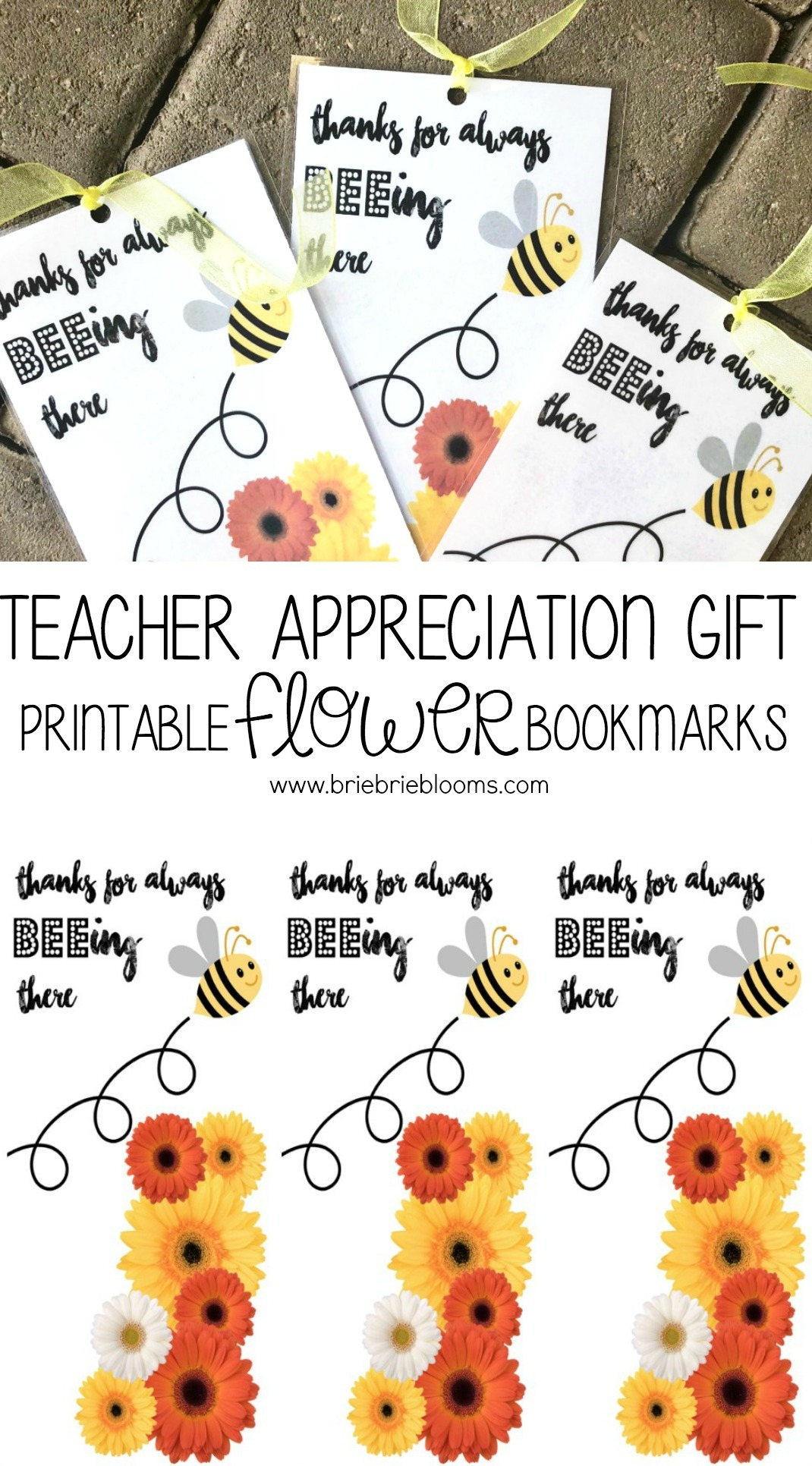 Teacher Appreciation Gift Printable Flower Bookmarks Brie Brie Blooms Teacher Appreciation Gift Printable Flower Bookmarks Brie Brie Blooms