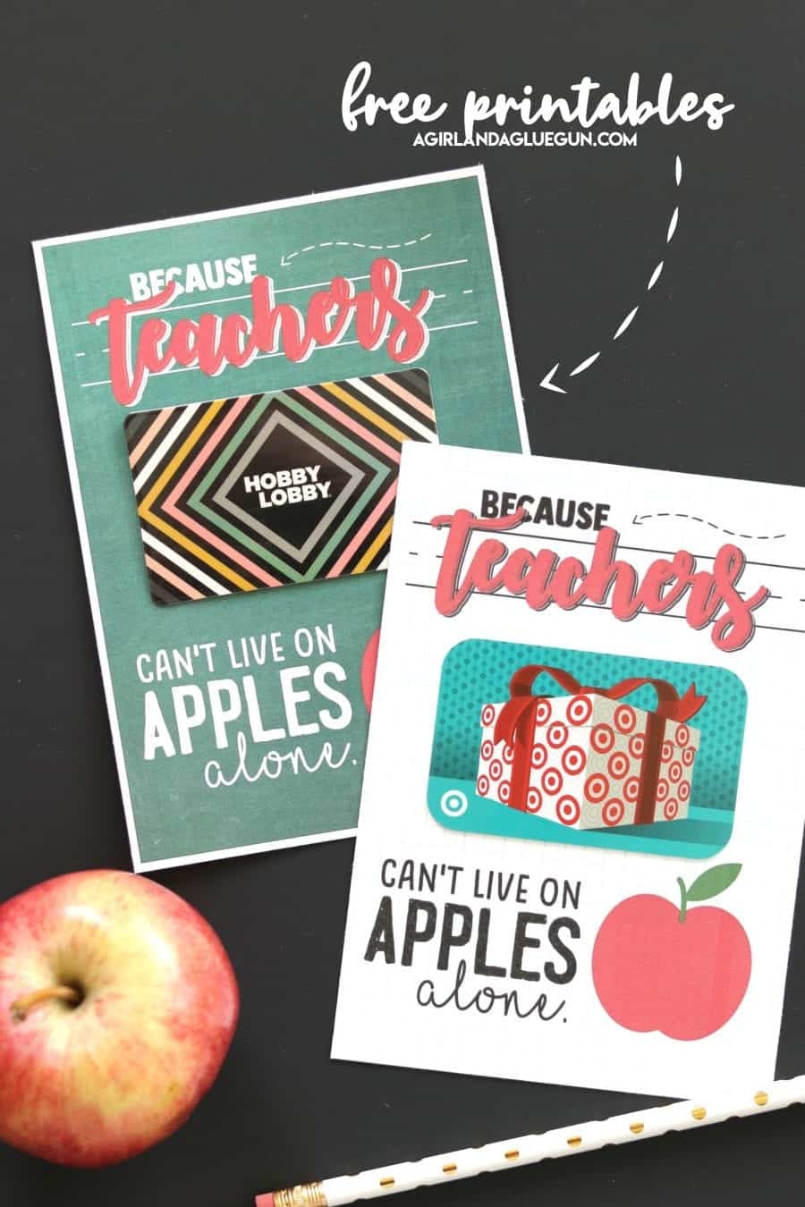 Teacher Gift Card Printable A Girl And A Glue Gun