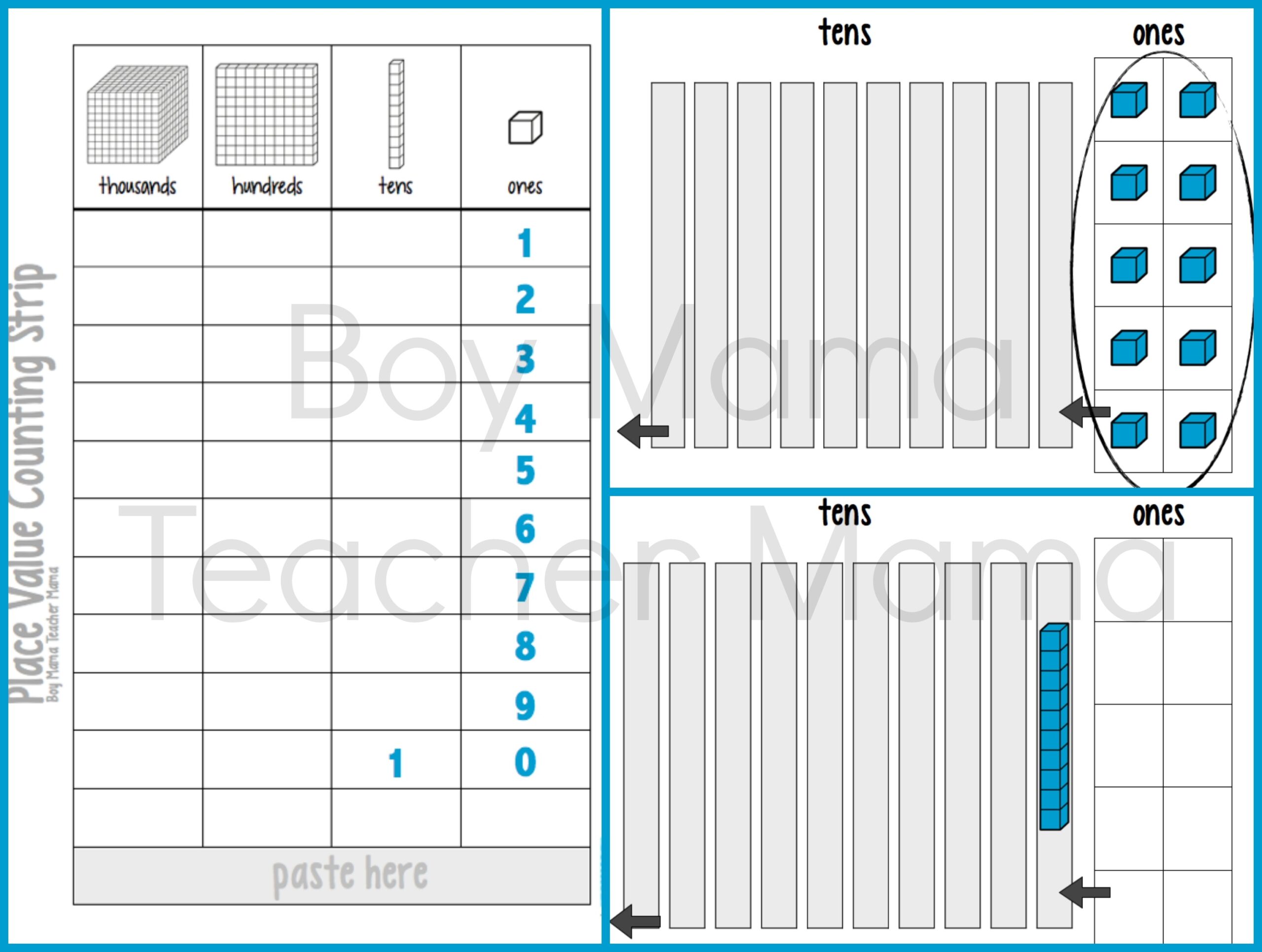 Teacher Mama Place Value Counting Strips Boy Mama Teacher Mama