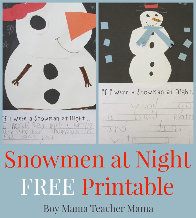 Teacher Mama Snowmen At Night FREE Printable After School Linky Boy Mama Teacher Mama