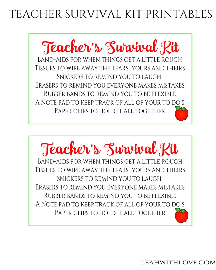 Teacher Survival Kit Printable Leah With Love