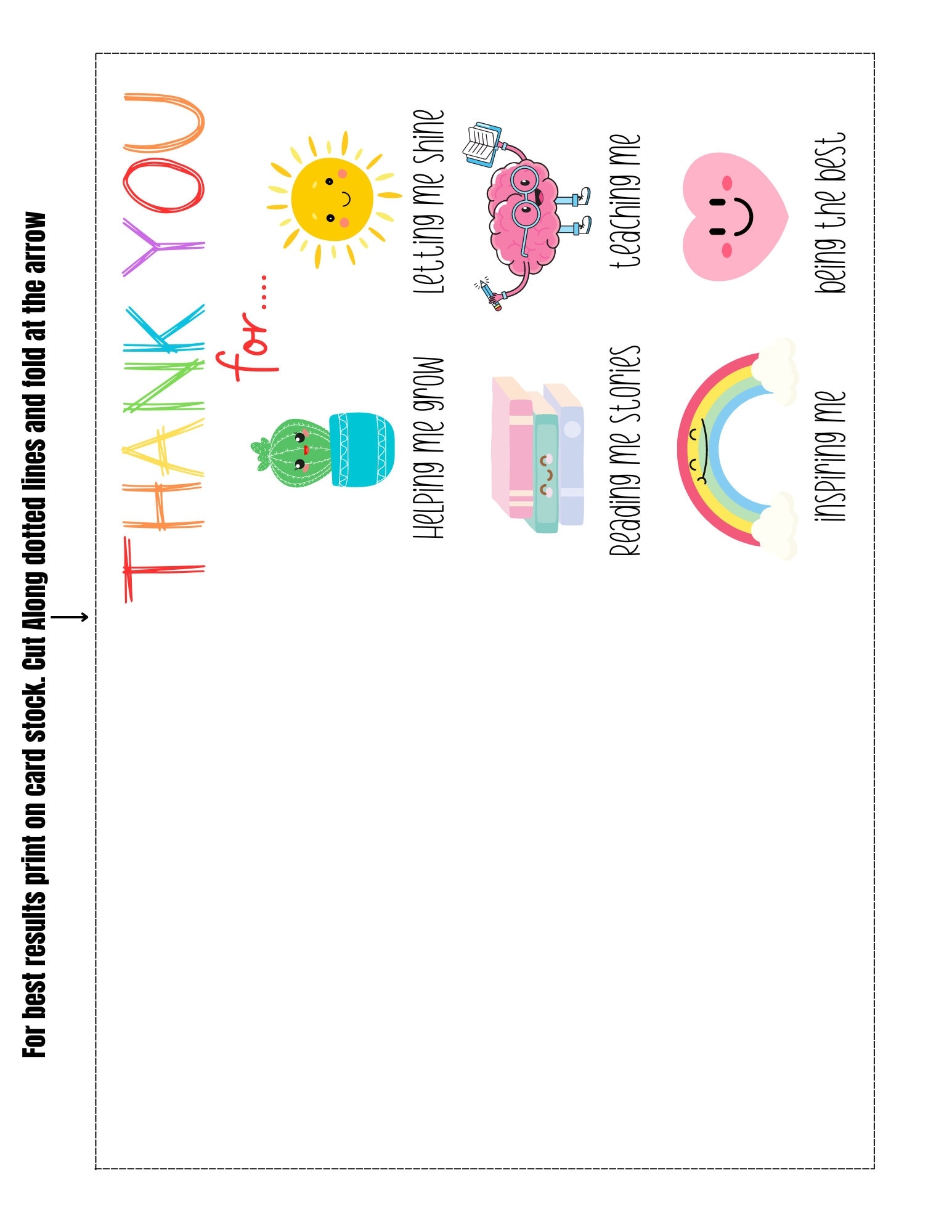 Teacher Thank You Cards Printable Printable Teacher Greeting Card 