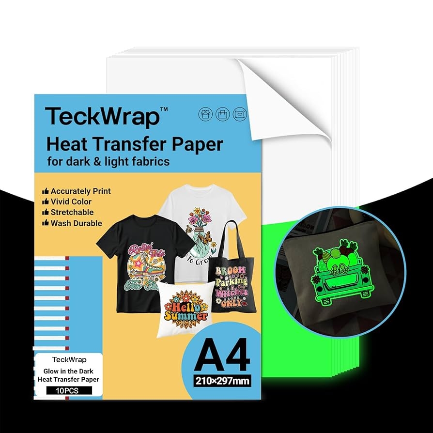 TECKWRAP Printable Heat Transfer Paper For T Shirts 10 Sheets 8 3