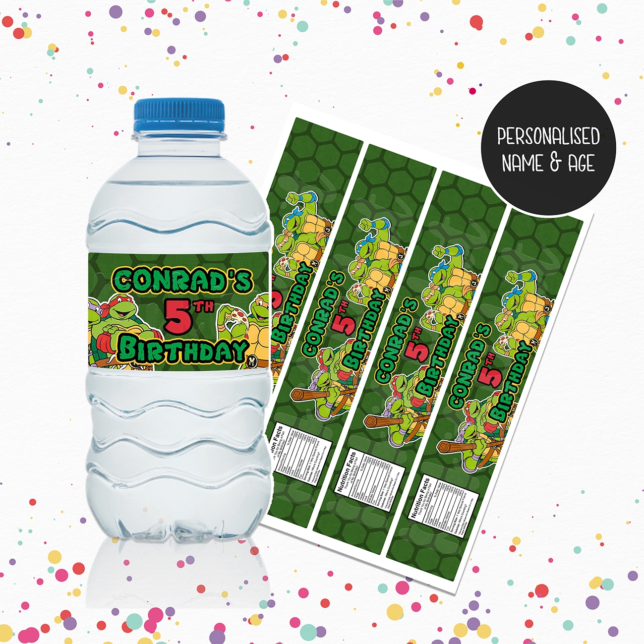 TEENAGE MUTANT NINJA TURTLES Water Bottle Labels Pikit Kids
