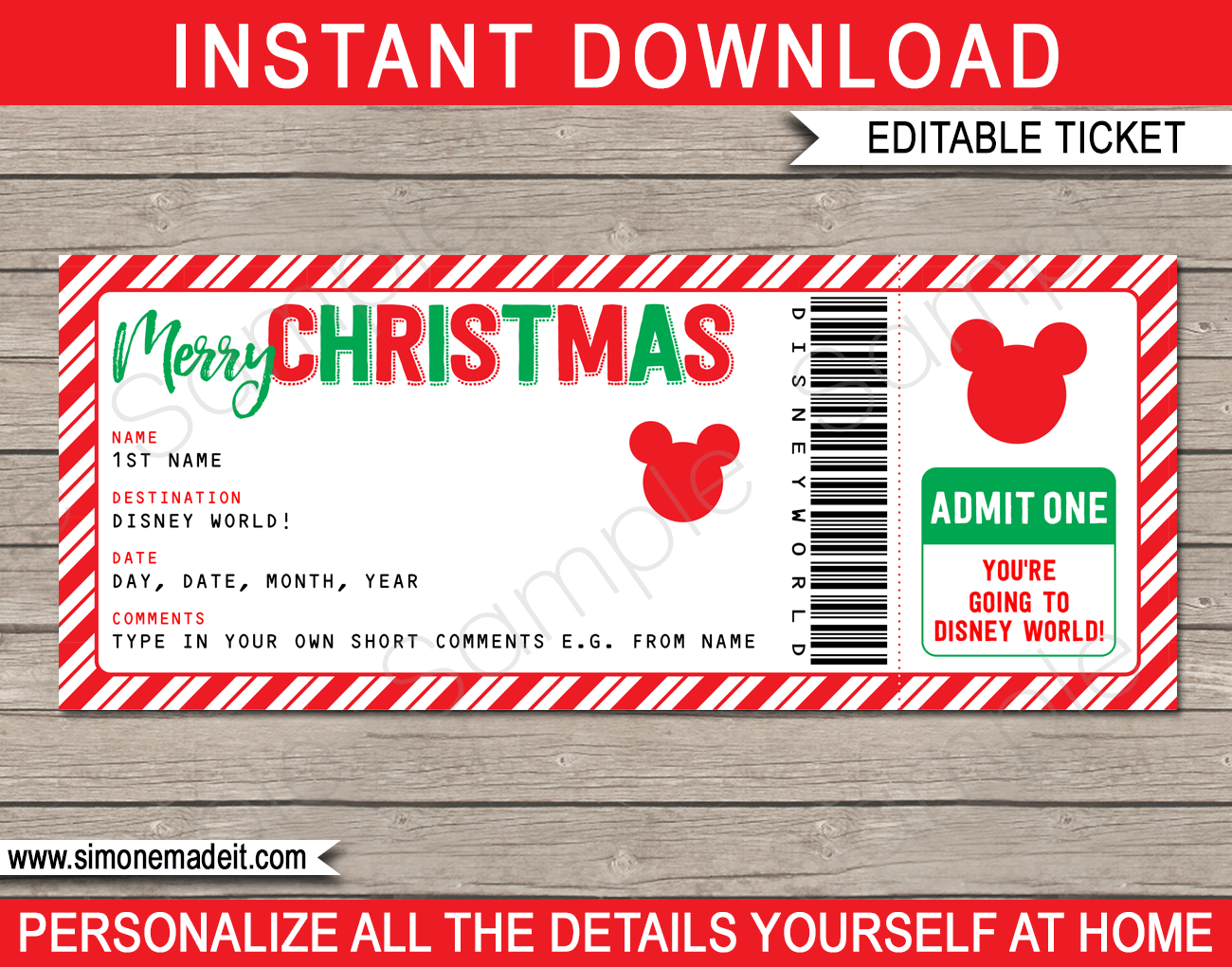 free printable pretend disney tickets