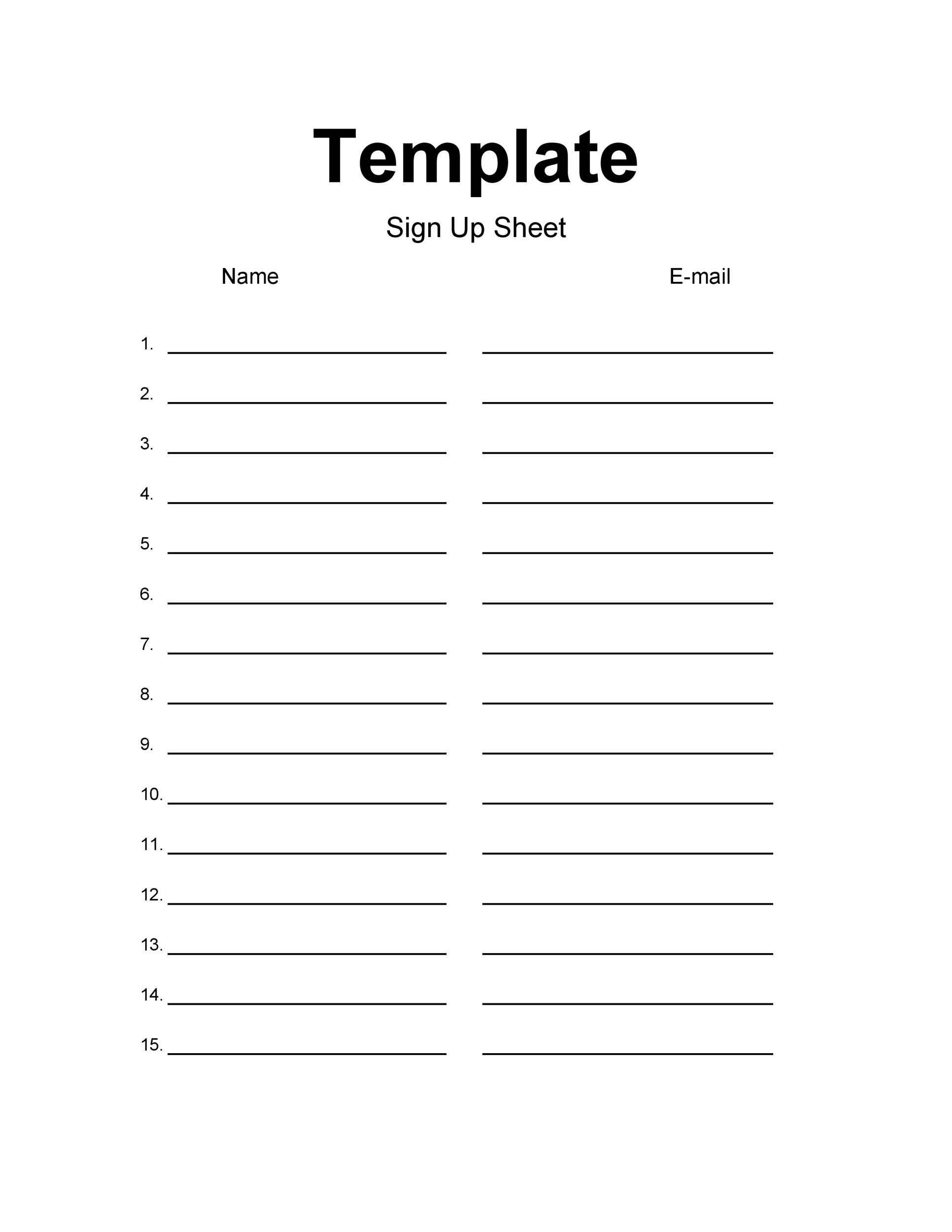 printable sign up sheet