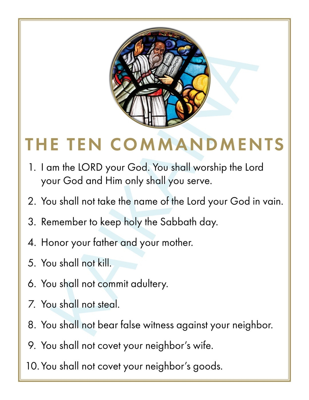 Ten Commandments Catholic Poster For Children 8 5
