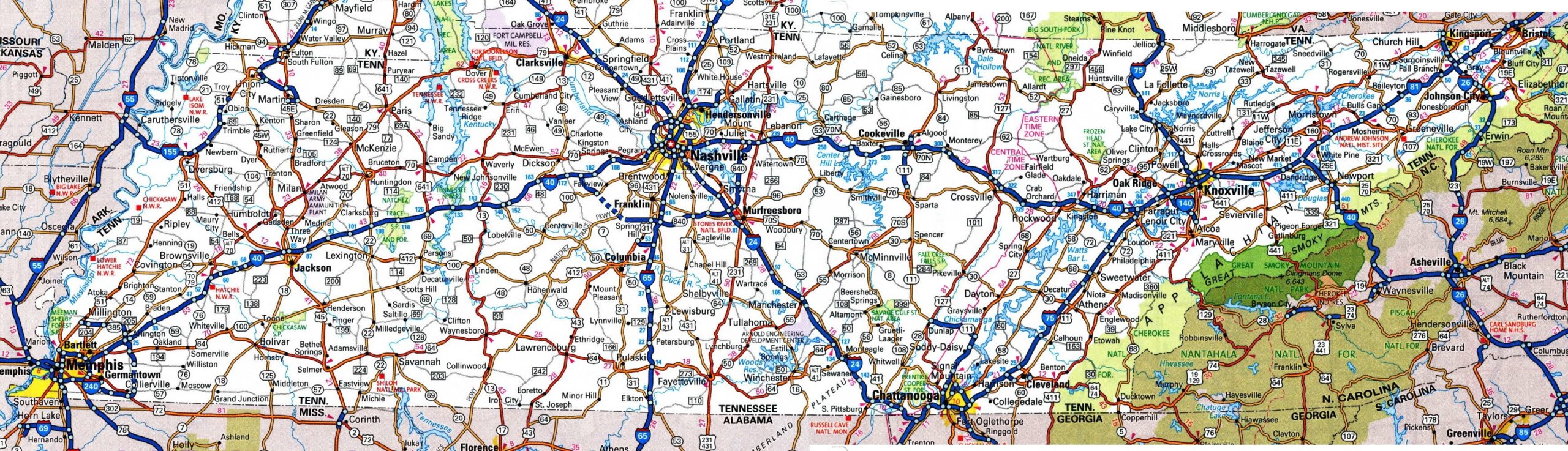 printable map of tennessee