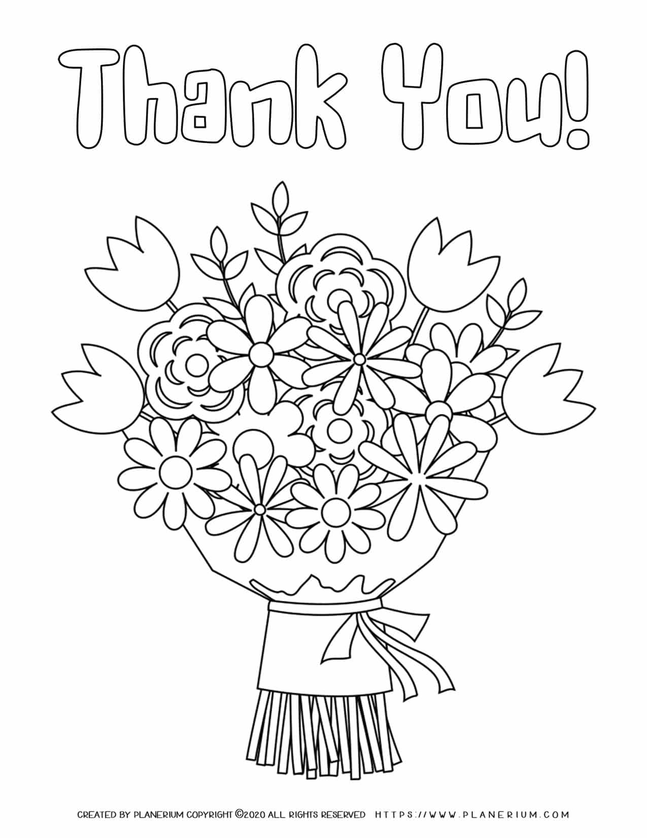 Thank You Flowers Coloring Pages Free Printables Planerium