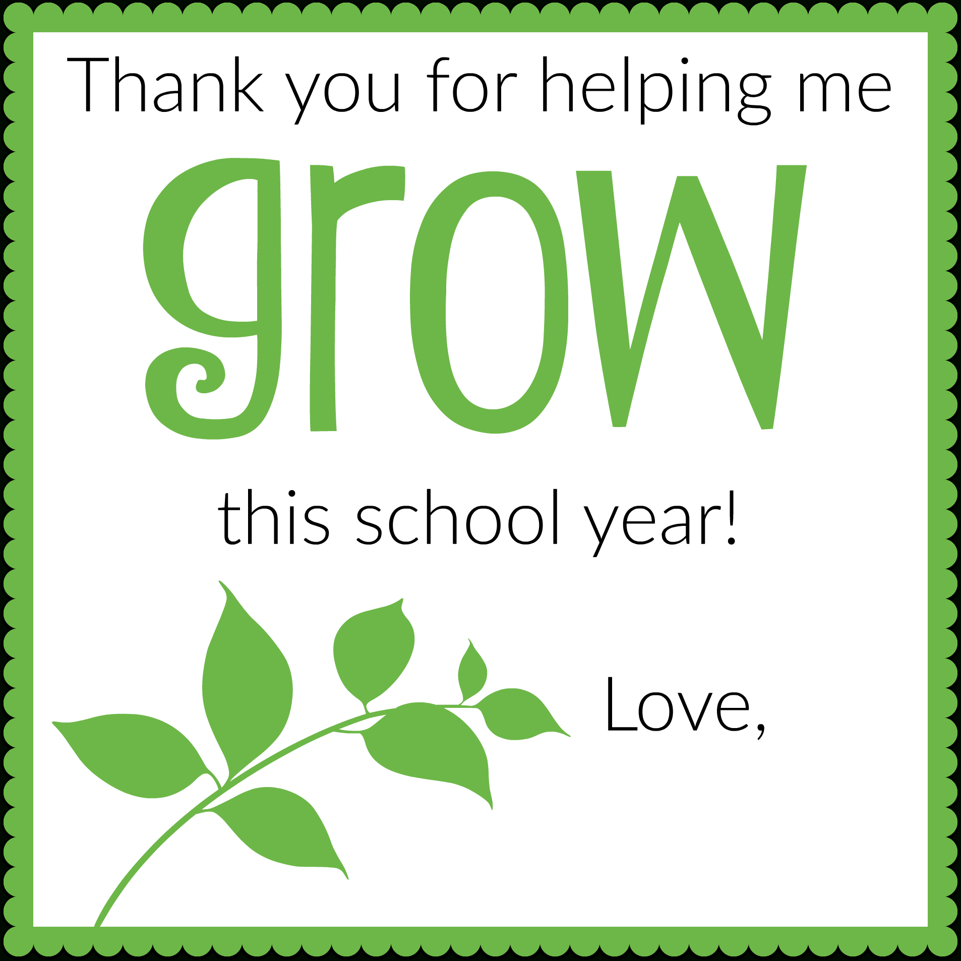 Thank You For Helping Me Grow Printable Printable Design Resources