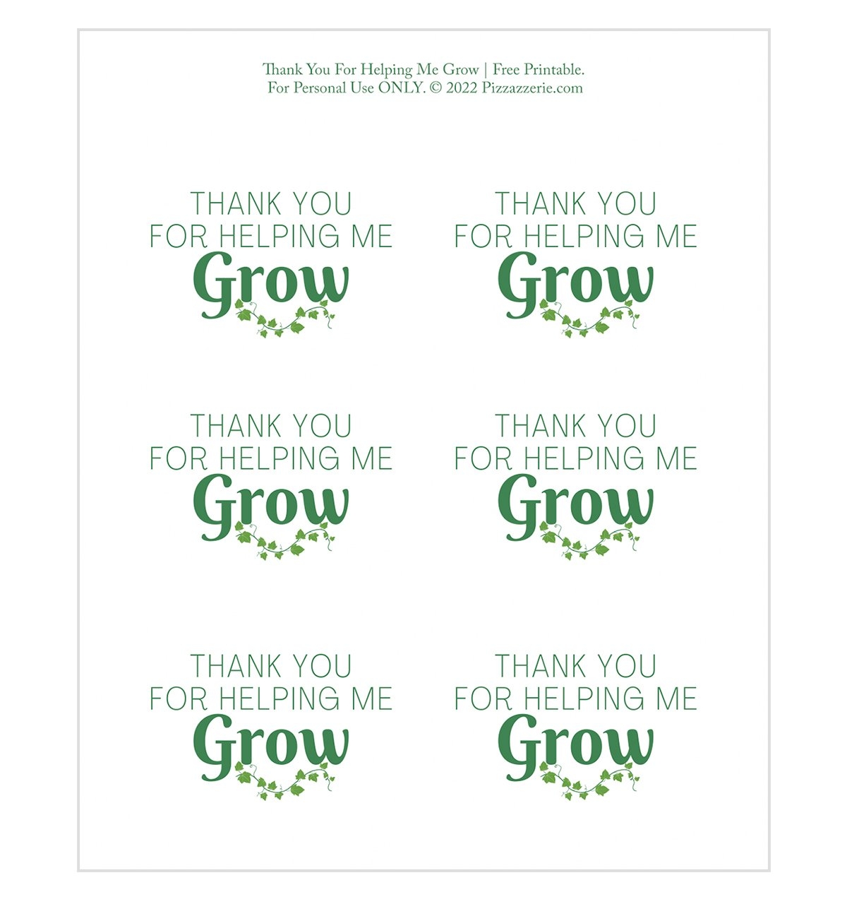 Thank You For Helping Me Grow Teacher Gift Free Printable 
