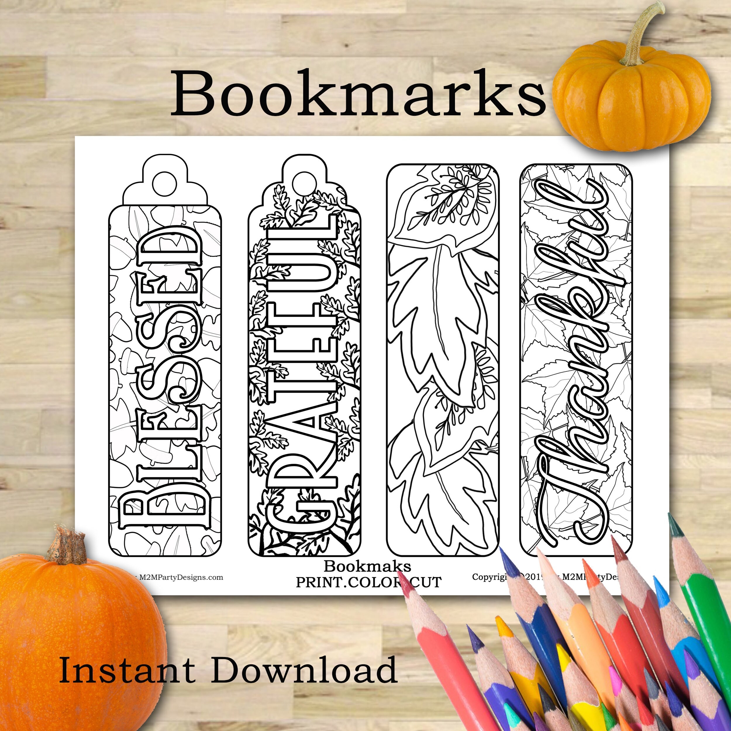 Thanksgiving Bookmark Coloring Bookmarks Bookmark Thankful Coloring Bookmarks Kids Printable Bookmarks To Color Planner Bookmark Printable Etsy