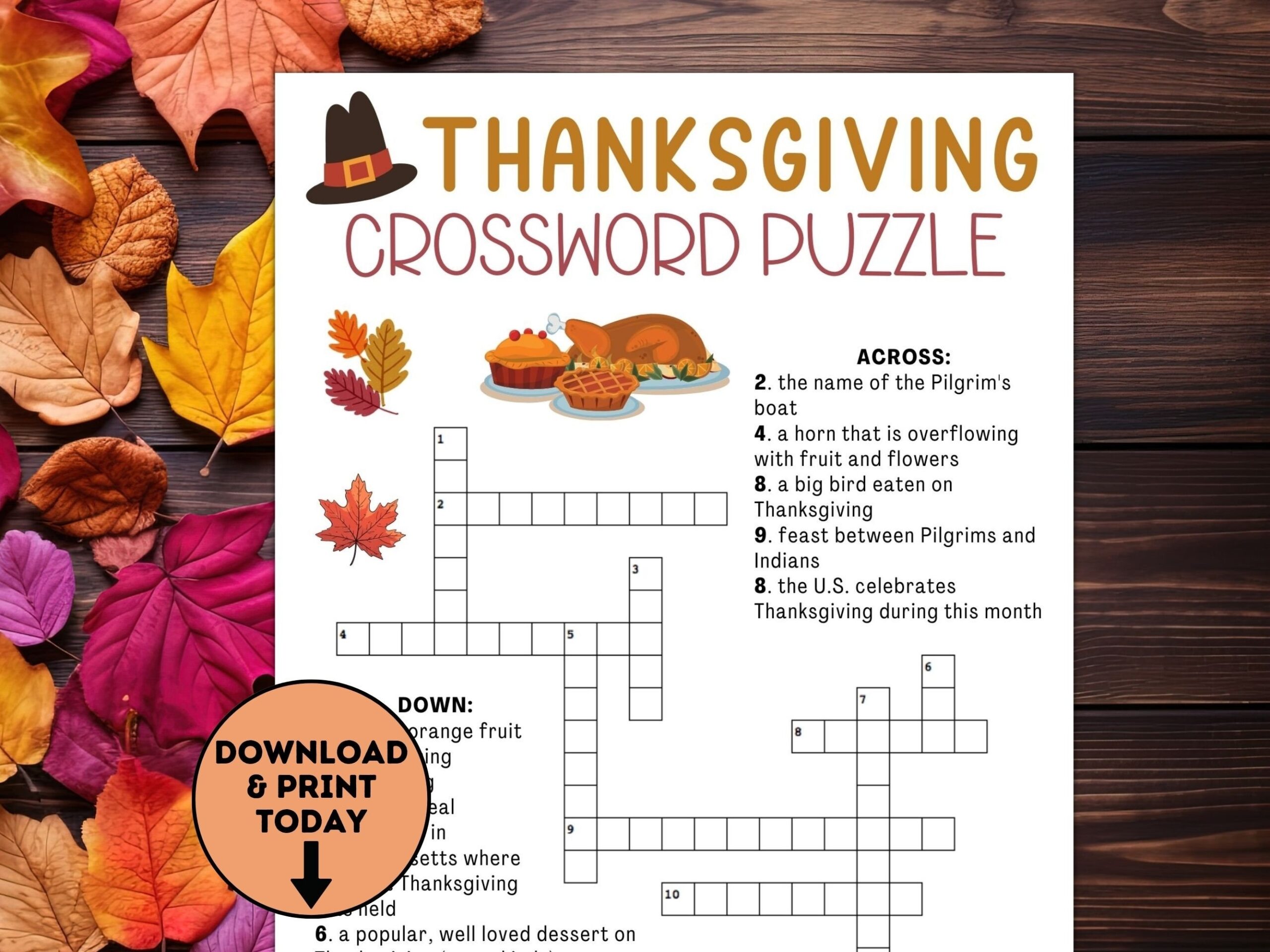 Thanksgiving Crossword Puzzle Thanksgiving Kids Table Games Thanksgiving Printable Games Party Games Friendsgiving Room Party Etsy Israel