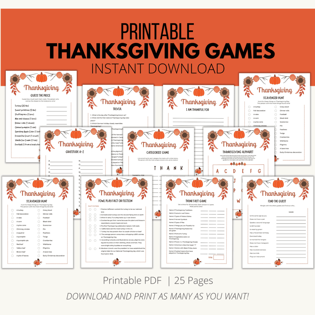 Thanksgiving Games Printable Downloadable PDF Thanksgiving Games Printable Downloadable PDF