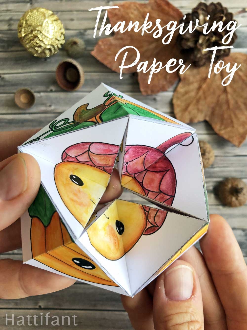 THANKSGIVING Kaleidocycle Paper Toy To Color U0026 Craft Hattifant