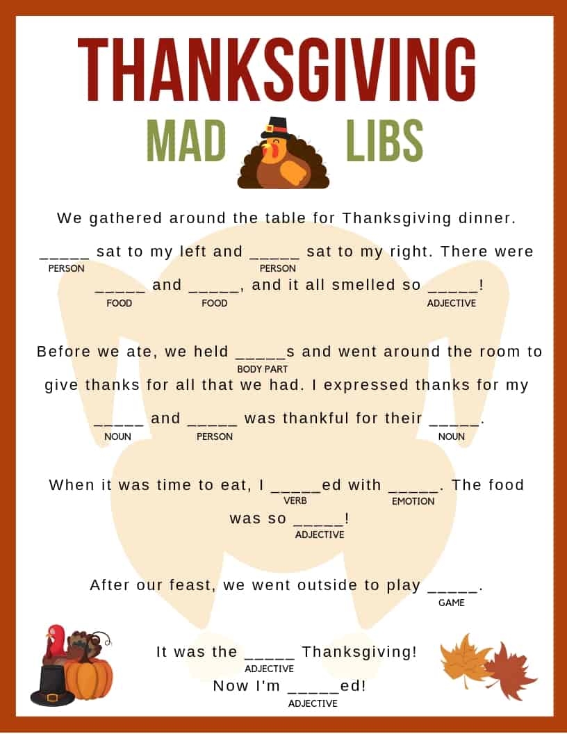Thanksgiving Mad Libs Jac Of All Things Thanksgiving Mad Libs Jac Of All Things
