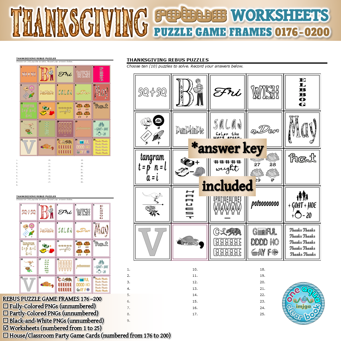 THANKSGIVING Rebus Puzzle Game Frames 176 200 Worksheets Made By 