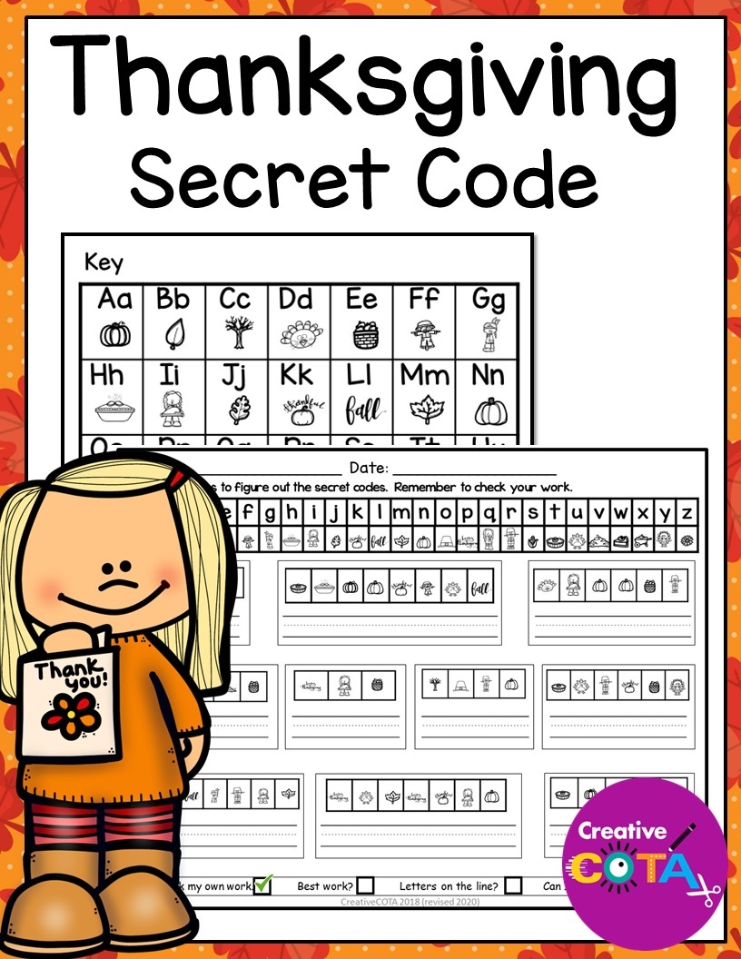 Thanksgiving Secret Code Worksheets Your Therapy Source Thanksgiving Secret Code Worksheets Your Therapy Source