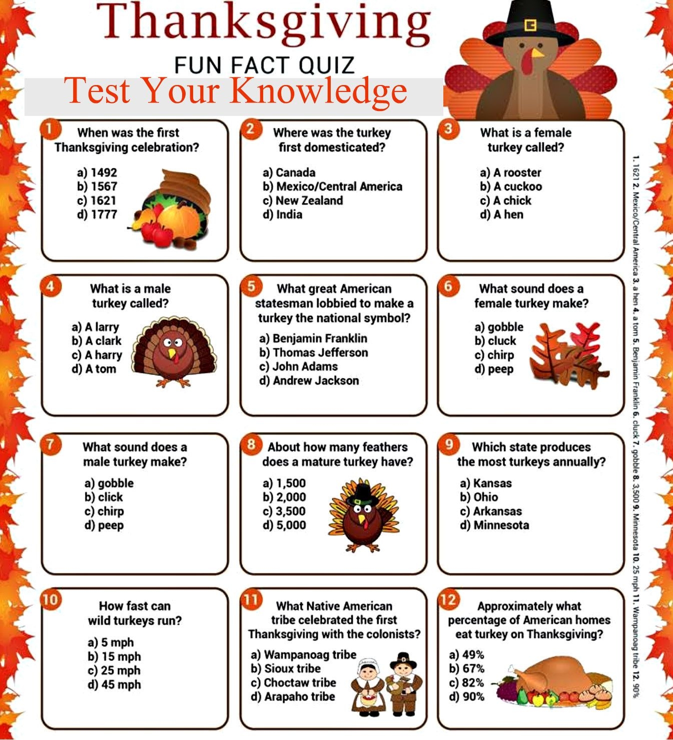 printable thanksgiving day quiz