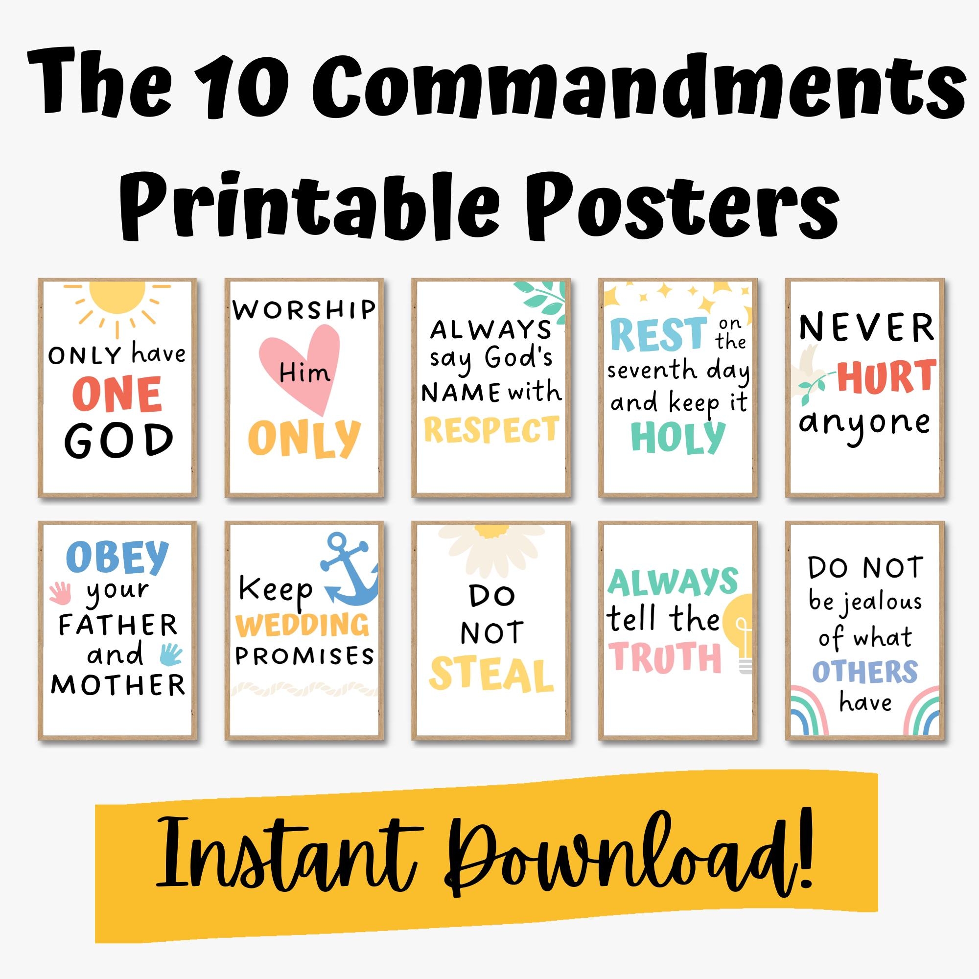 The 10 Commandments Posters God s Rules Christian Classroom Decor Etsy UK