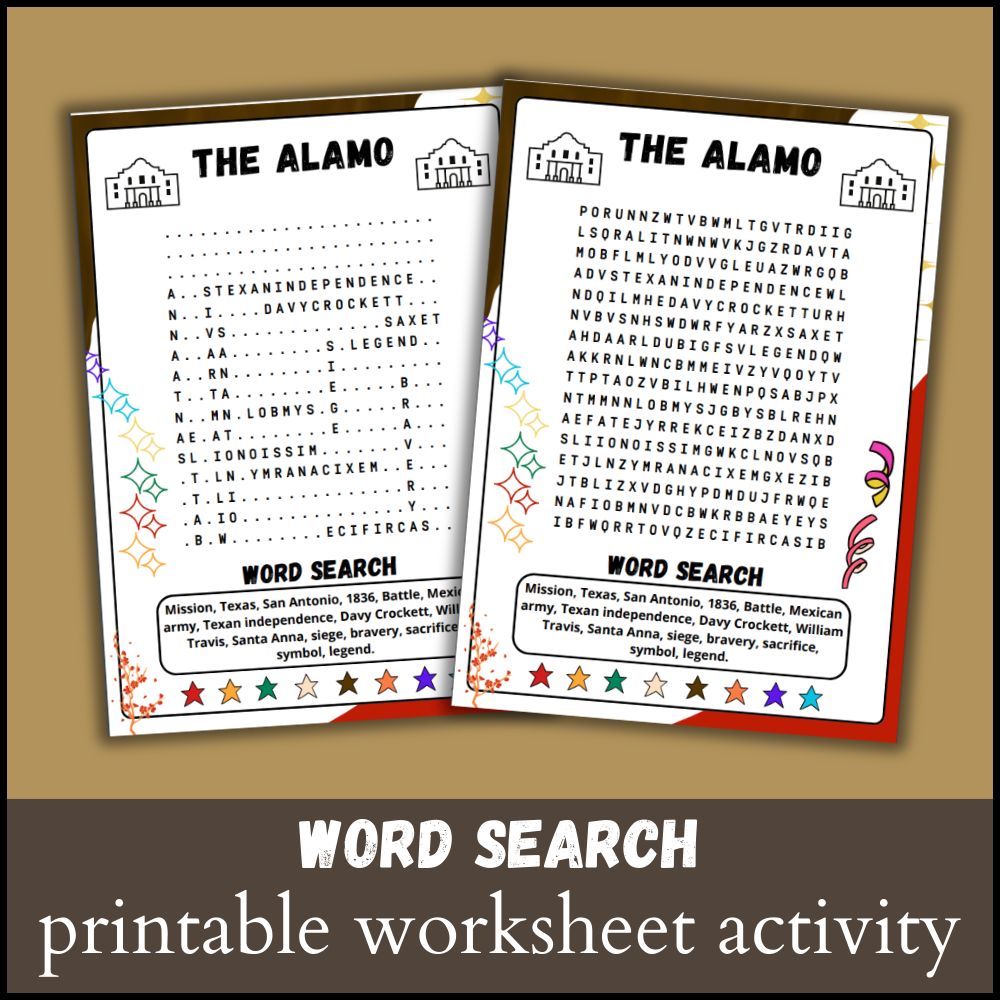 The Alamo Word Search Puzzle Worksheet Activity US History Wordsearch Made By Teachers
