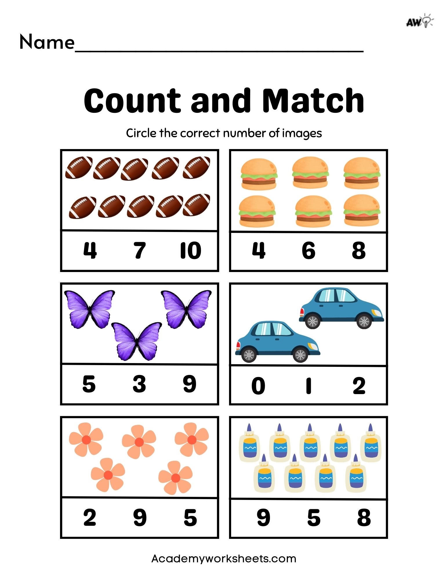 The Best Matching Numbers With Objects 1 10 Worksheets Academy Worksheets Library