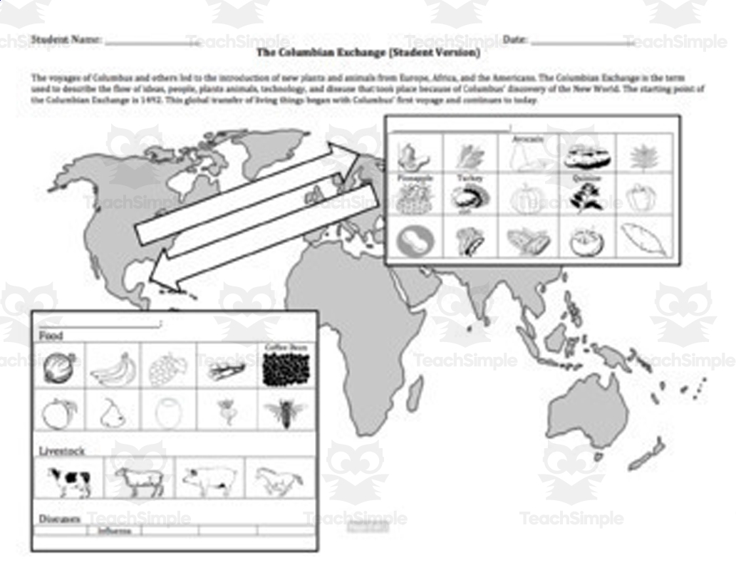 The Columbian Exchange Graphic Organizer