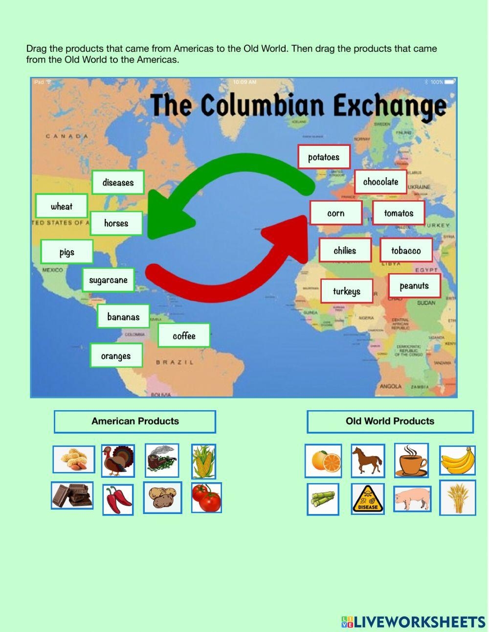 The Columbian Exchange Matching Worksheet Live Worksheets Worksheets Library