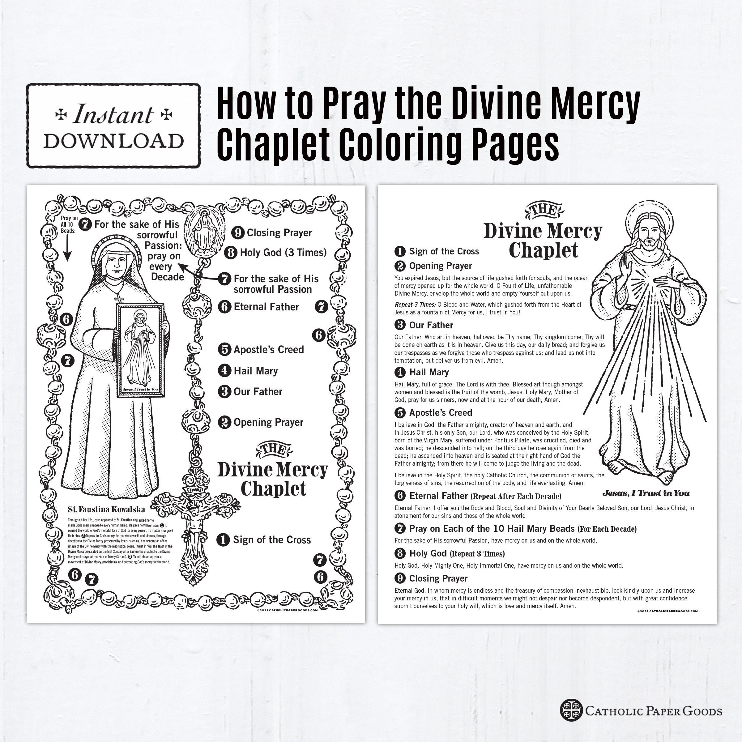 The Divine Mercy Chaplet Catholic Coloring Pages Catholic Prayers 