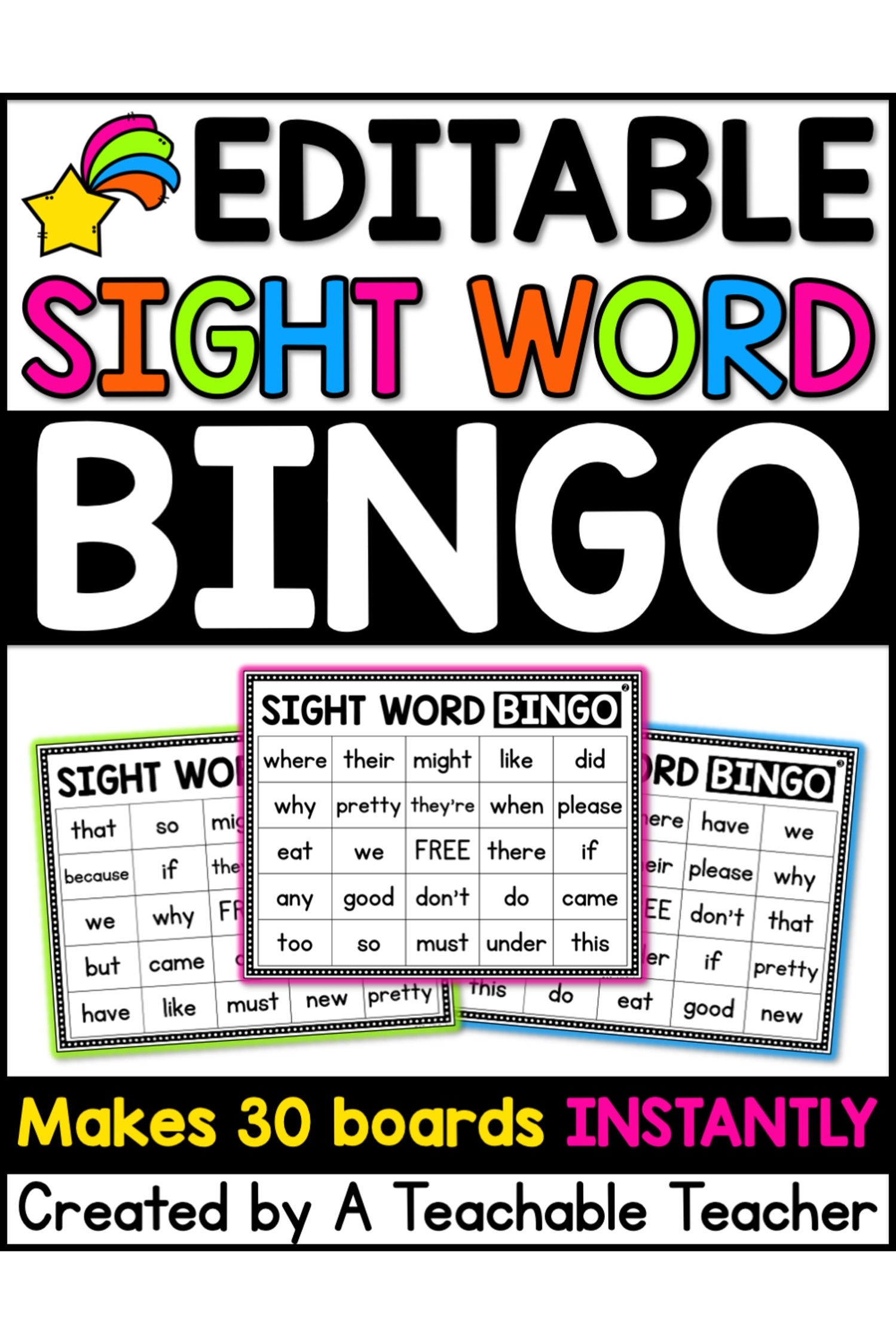 The Easiest Editable Sight Word Bingo You ll Ever Use 